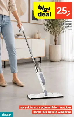 Mop płaski ze spryskiwaczem z nakładką z mikrofibry promocja w Dealz