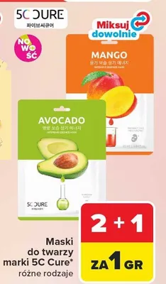 Maski do twarzy różne rodzaje promocja w Carrefour