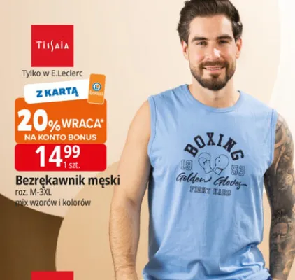 Bezrękawnik męski Tissaia roz. M-3XL mix wzorów i kolorów promocja w Leclerc