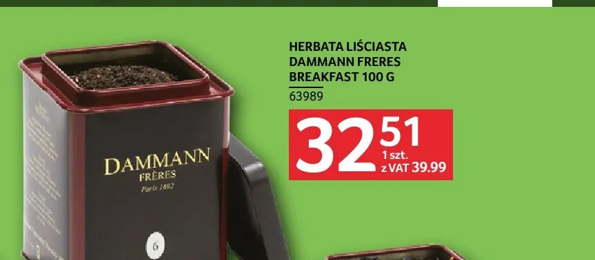 Herbata liściasta Dammann Frères Breakfast promocja w Selgros