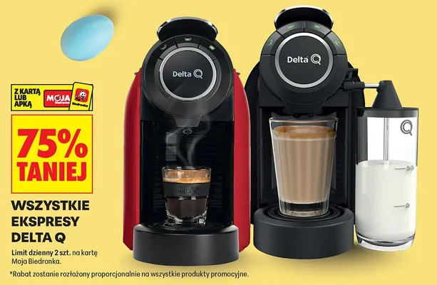 Wszystkie ekspresy Delta Q -75% promocja w Biedronka