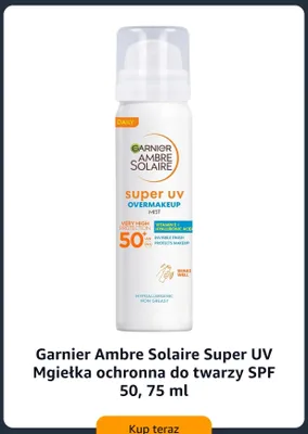Mgiełka ochronna do twarzy Garnier Ambre Solaire Super UV SPF 50 promocja w Amazon