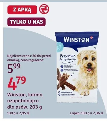 Karma uzupełniająca dla psów Winston promocja w Rossmann