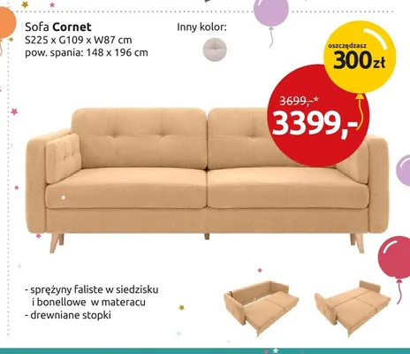Sofa Cornet promocja w Black Red White