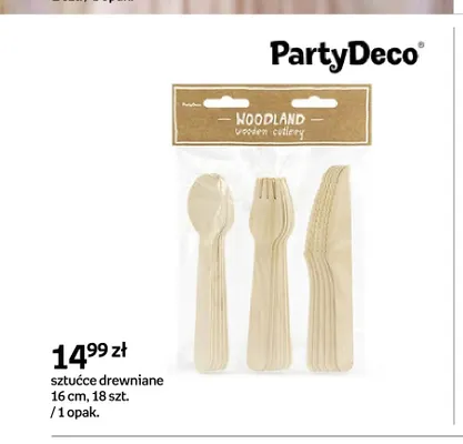Sztućce drewniane PartyDeco Woodland 18-pak 16 cm promocja w Empik