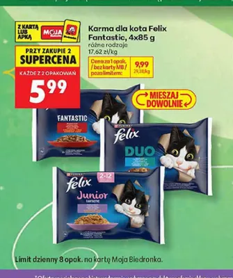 Karma dla kota Felix Fantastic 4-pak promocja w Biedronka