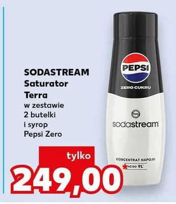 Saturator Terra w zestawie 2 butelki i syrop Pepsi Zero promocja w Kaufland