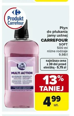 Płyn do płukania jamy ustnej CARREFOUR SOFT 500ml promocja w Carrefour Market