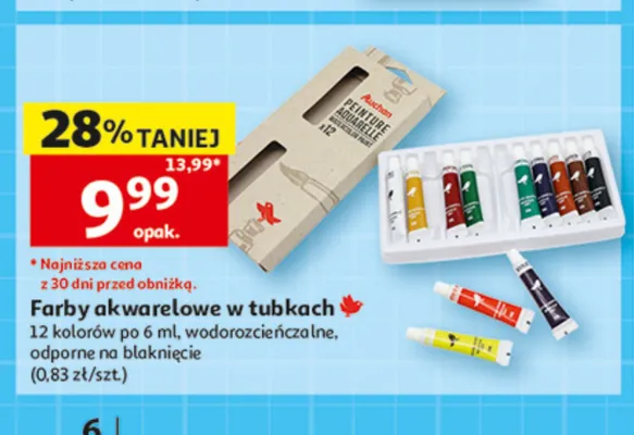 Farby akwarelowe w tubkach Auchan promocja w Auchan