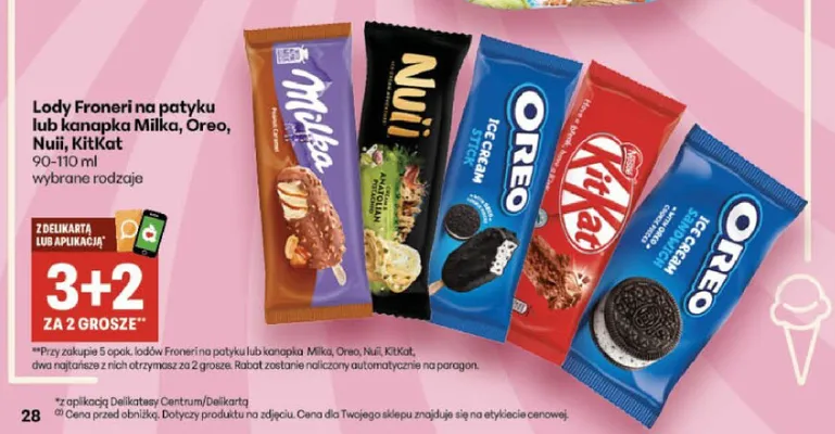 Lody na patyku KitKat promocja w Delikatesy Centrum
