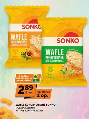 Wafle kukurydziane bez dodatku soli Sonko promocja w Euro Sklep