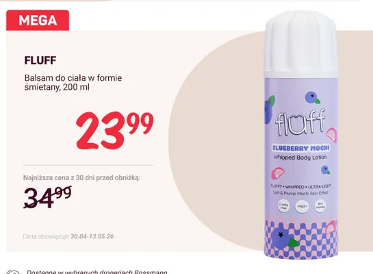 Balsam do ciała w formie śmietany Fluff Blueberry Mochi promocja w Rossmann