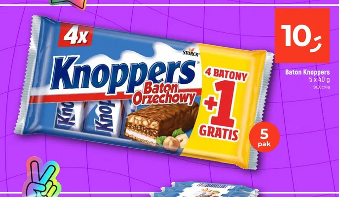 Baton orzechowy Knoppers 5-pak promocja w Dealz