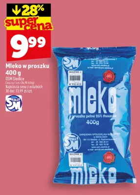 Mleko w proszku OSM Siedlce promocja w TOPAZ