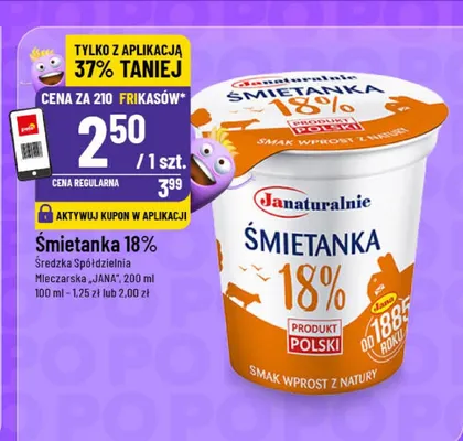 Śmietanka 18% promocja w POLOmarket
