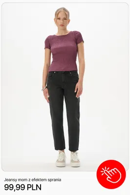 Jeansy mom z efektem sprania Cropp promocja w Cropp