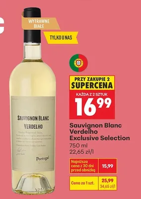Wino Sauvignon Blanc Verdelho Exclusive Selection promocja w Biedronka
