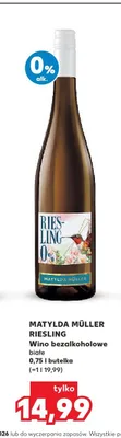 Wino bezalkoholowe białe Matylda Müller Riesling promocja w Kaufland