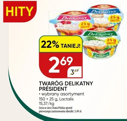 Twaróg delikatny Président promocja w Chata Polska