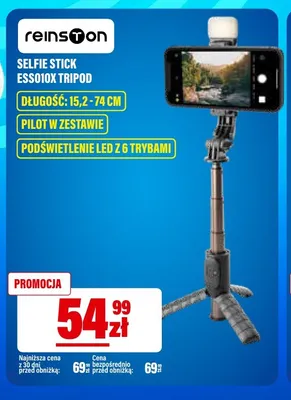 Selfie stick Reinston ESS010X Tripod promocja w RTV EURO AGD