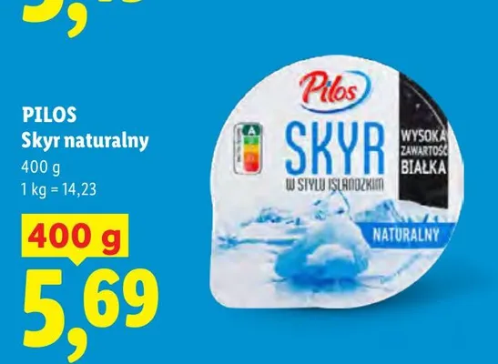 Jogurt typu islandzkiego Skyr naturalny Pilos promocja w Lidl