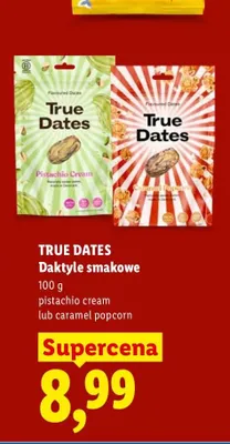 Daktyle smakowe True Dates Caramel Popcorn promocja w Lidl