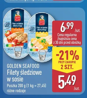Filety śledziowe w sosie Golden Seafood promocja w Aldi