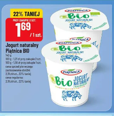 Jogurt naturalny Piątnica BIO promocja w POLOmarket
