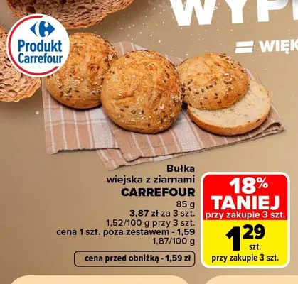 Bułka wiejska z ziarnami Carrefour promocja w Carrefour