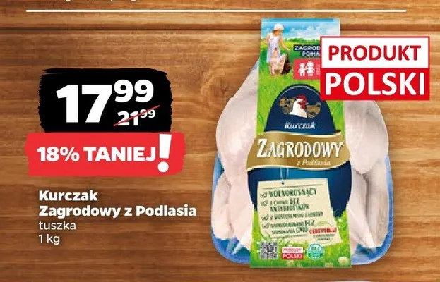 Kurczak Zagrodowy z Podlasia tuszka promocja w Netto