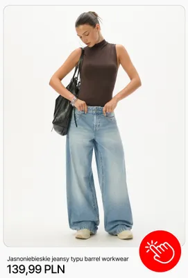 Jeansy damskie jasnoniebieskie typu barrel workwear Cropp promocja w Cropp