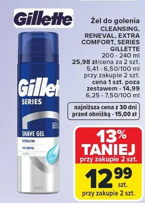 Żel do golenia CLEANSING, RENEVAL, EXTRA COMFORT, SERIES różne rodzaje promocja w Carrefour