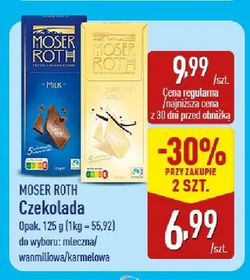 Czekolada Moser Roth promocja w Aldi