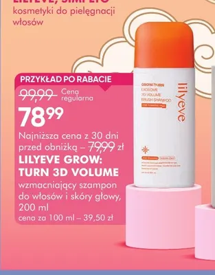 Wzmacniający szampon do włosów i skóry głowy Grow: Turn 3D Volume Lilyeve promocja w Super-Pharm