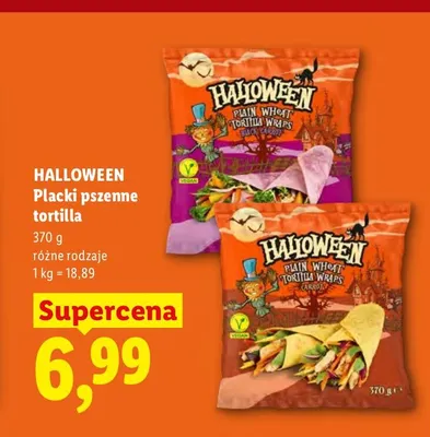 Placki pszenne tortilla z marchwią Halloween promocja w Lidl