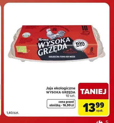 Jaja ekologiczne Wysoka Grzęda promocja w Carrefour Market