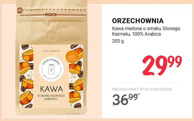 Kawa mielona o smaku słonego karmelu 100% Arabica Orzechownia promocja w Rossmann