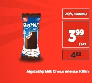Lody na patyku Algida Big Milk Choco Intense promocja w API Market