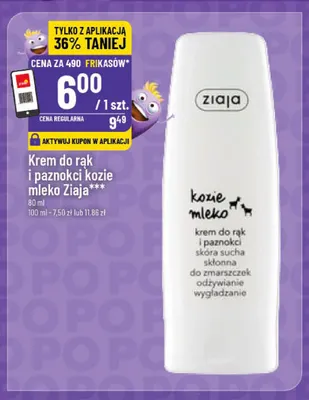 Krem do rąk i paznokci kozie mleko Ziaja promocja w POLOmarket