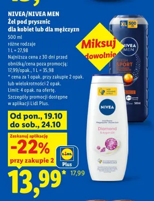 Żel pod prysznic dla kobiet Nivea promocja w Lidl