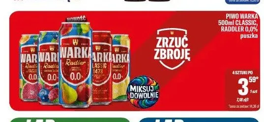 Piwo bezalkoholowe Warka Radler promocja w Tomi Markt