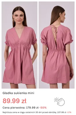Gładka sukienka mini promocja w Monnari