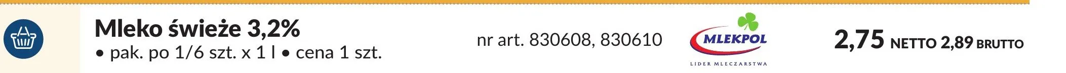 Mleko świeże 3,2% Mlekpol promocja w Makro