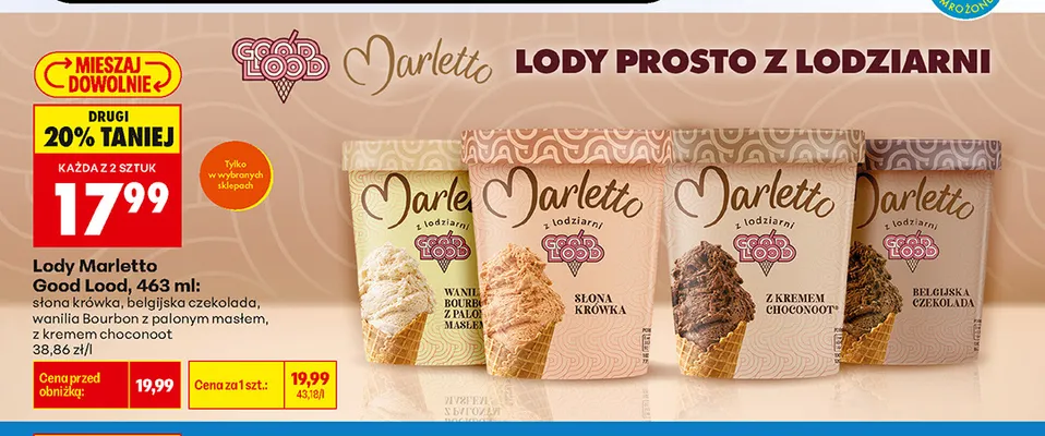 Lody Marletto Good Lood z kremem choconoot promocja w Biedronka