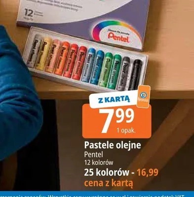 Pastele olejne Pentel 25 kolorów promocja w Leclerc