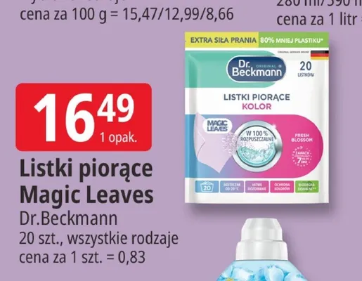 Listki piorące Magic Leaves Dr.Beckmann promocja w Leclerc