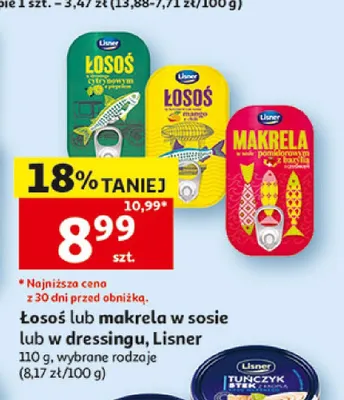 Makrela w sosie pomidorowym z bazylią Lisner promocja w Auchan