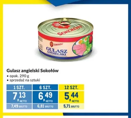 Gulasz angielski Sokołów promocja w Makro