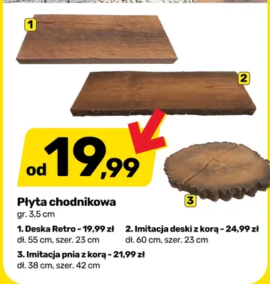 Płyta chodnikowa Imitacja pnia z korą gr. 3,5cm dł. 38cm szer. 42cm promocja w Bricomarche