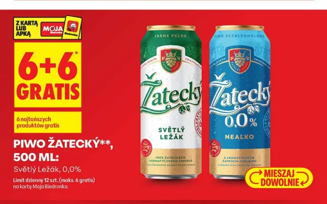 Piwo bezalkoholowe Žatecký Nealko promocja w Biedronka